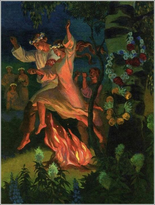 Mid-way between spring and summer solstice is a full moon called Beltane. The maypole dance comes from this celebration of the marriage of winter and summer.